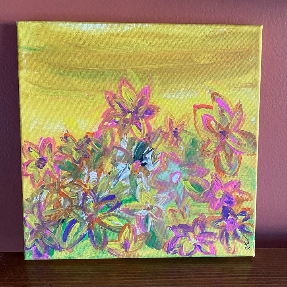 Original “Desert Bloom” Acrylic painting 10x10 on canvas hand painted Gift